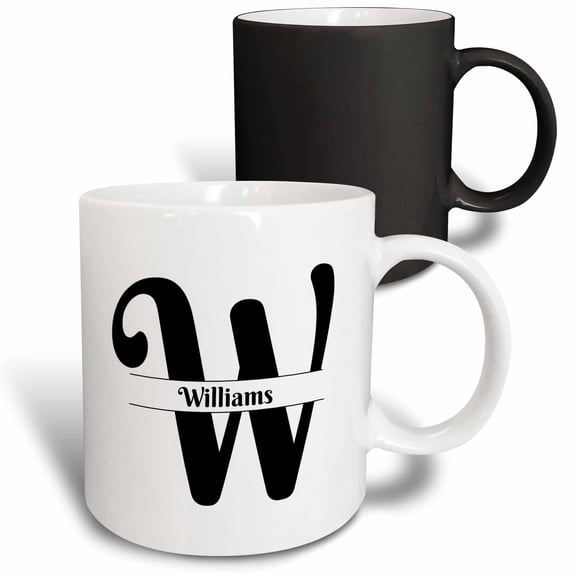 3drose, Bold Script Monogram W - Williams, 11oz Magic Transforming Mug