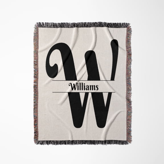 Bold Script Monogram W - Williams, Woven Blanket