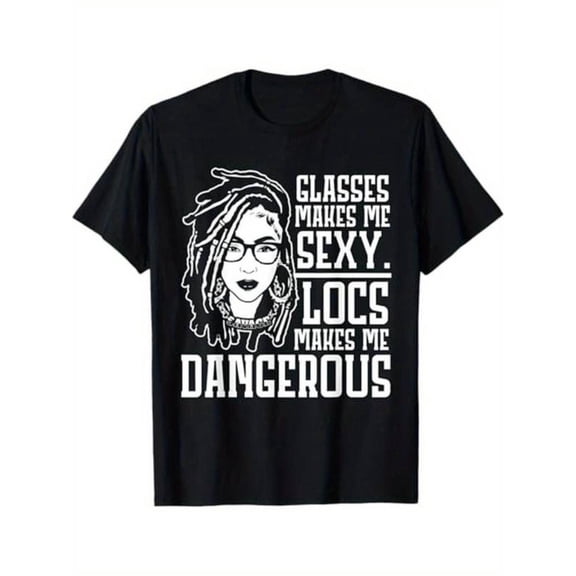 Bold Self - Style Graphic Tee,Tops Has Woman in Locs & Glasses Design, Round Neck Regular Fit T - shirts, Size(S - 5XL)