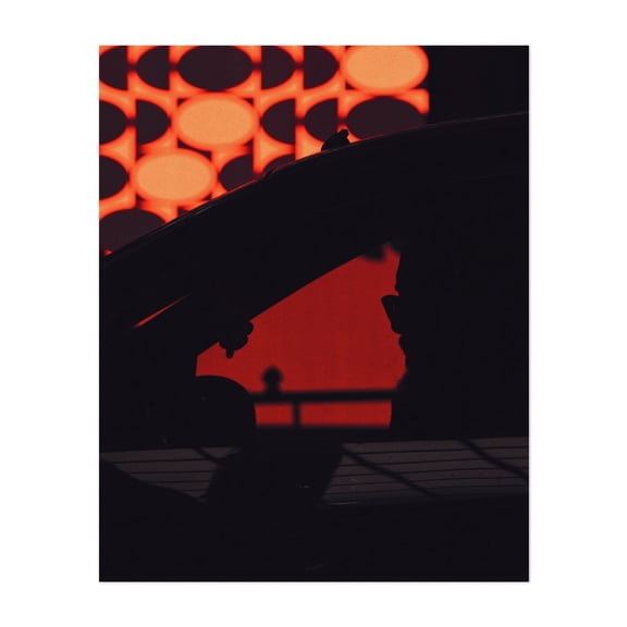 Bold Shadows - Athens Greece Photography Silhouette Neon Sign Geometric Abstract Nightlife Moody Car Unframed Wall Art Print 9 x 12 inches