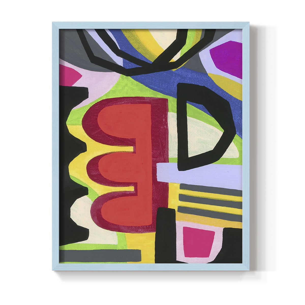 Bold Shape Shift I Framed Print in Blue Solid Wood Framed Print No Nail Hanging