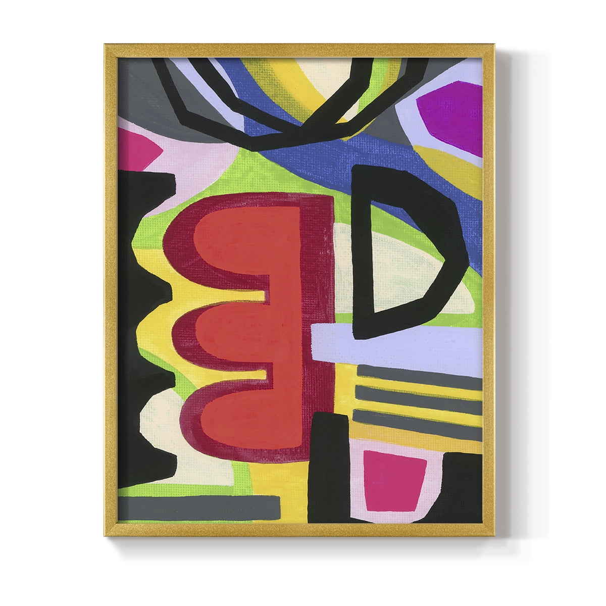 Bold Shape Shift I Framed Print in Gold Solid Wood Framed Print No Nail Hanging