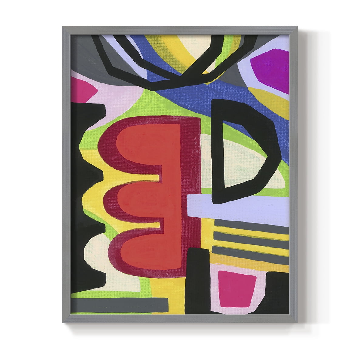 Bold Shape Shift I Framed Print in Gray Solid Wood Framed Print No Nail Hanging