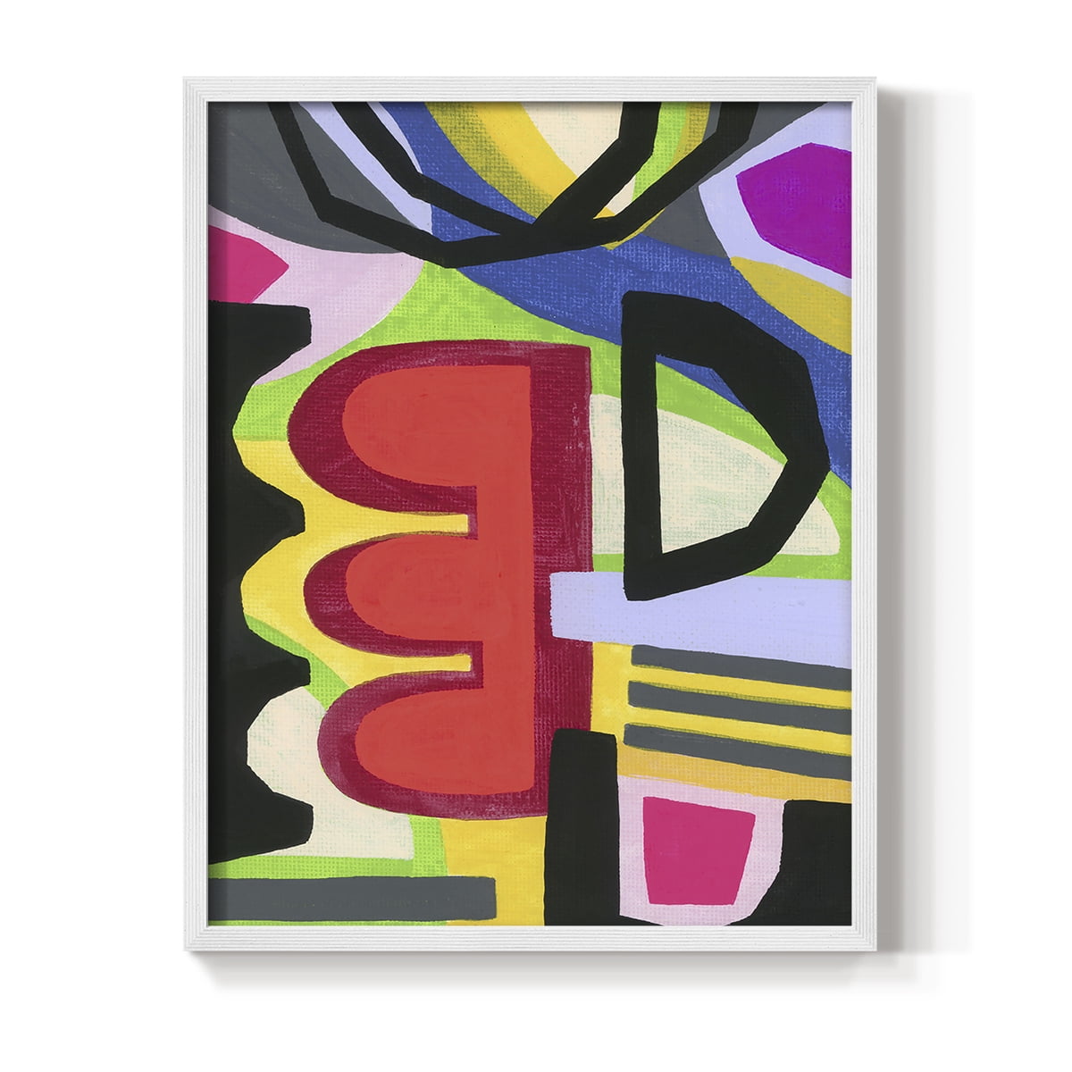 Bold Shape Shift I Framed Print in White Solid Wood Framed Print No Nail Hanging