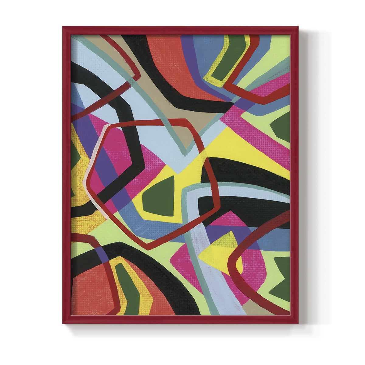 Bold Shape Shift II Framed Print in Red Solid Wood Framed Print No Nail Hanging