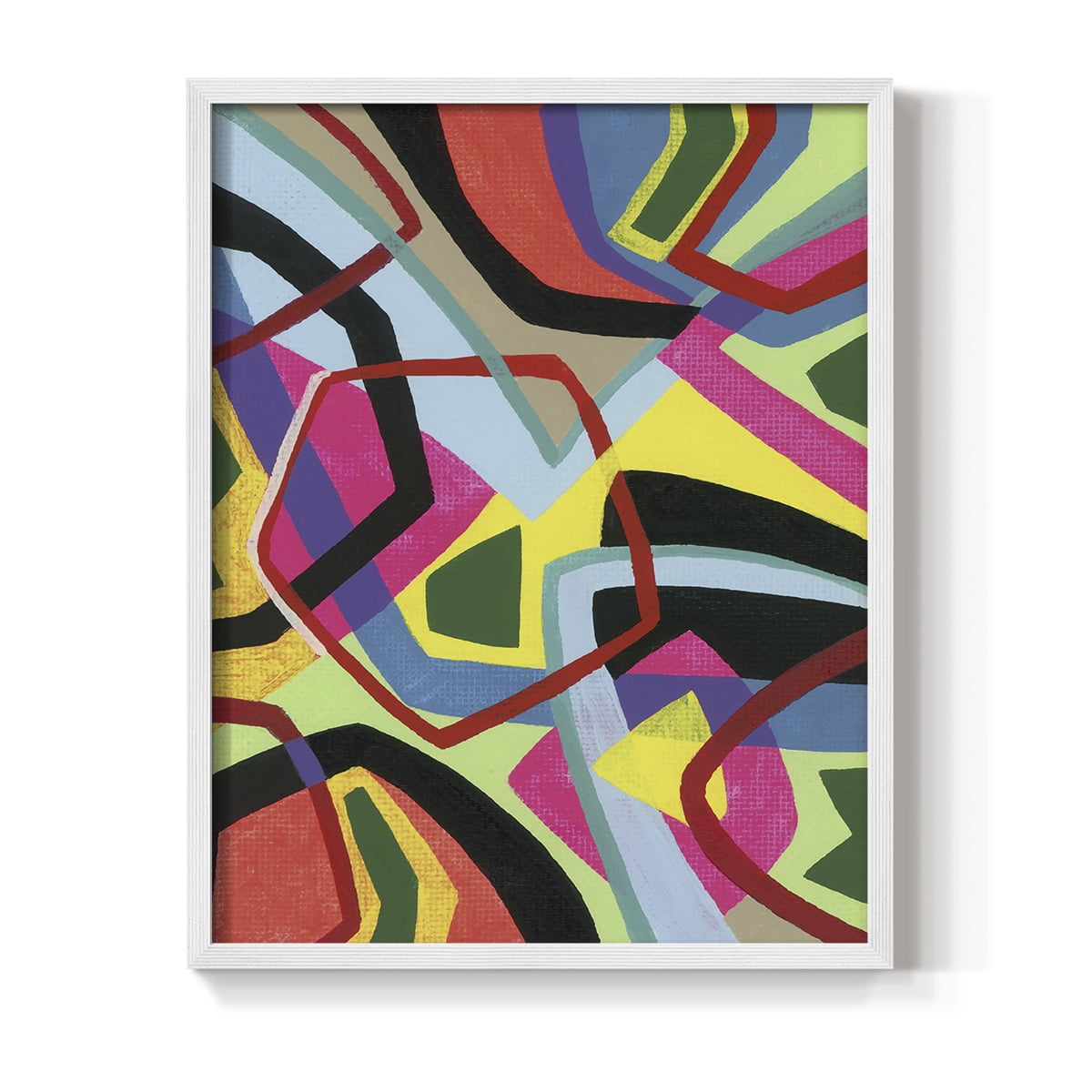 Bold Shape Shift II Framed Print in White Solid Wood Framed Print No Nail Hanging