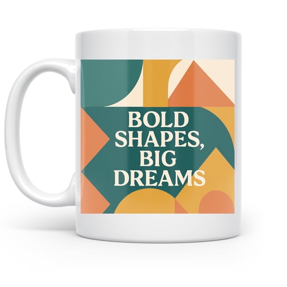 Bold Shapes Inspire Mug 11 oz, Abstract Geometric, Creative Artist Gift