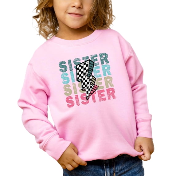 Bold Sister Colorful Sweatshirt for Youth and Toddler Girls Lightning Bolt Pullover Pink Sweatshirt 3T