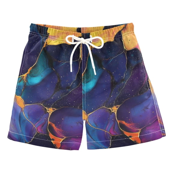 Bold Splashed Alcohol Boys Swim Trunks Quick Dry Boy Swim Shorts for 3-14 Years