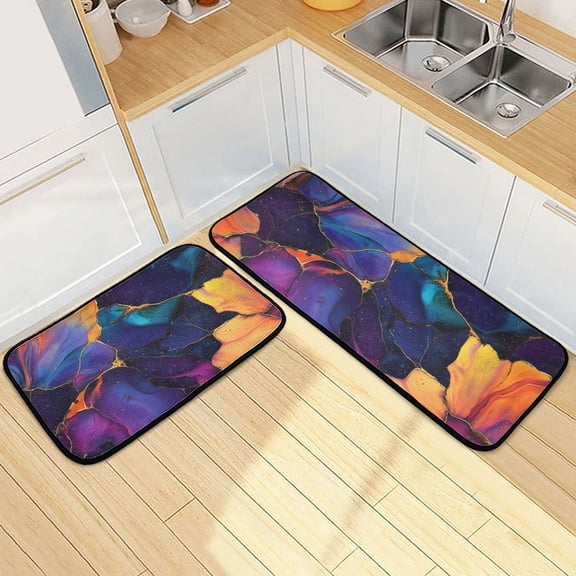 Bold Splashed Alcohol Kitchen Mat Set of 2 Cushioned Non Slip Rugs for Bedroom Floor Runner Mats