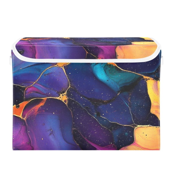 Bold Splashed Alcohol Large Storage Bins with Linen Collapsible Lid Storage Box 16.7 x 12.6 x 11.8in