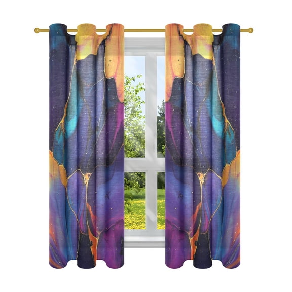 Bold Splashed Alcohol Semi Sheer Curtains for Living Room Bedroom Set of 2 Insulated Window Drapes