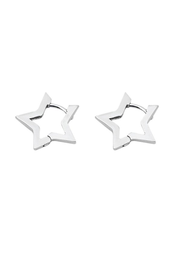 Bold Star Hoops Earrings For Women in SilverGold Plating ыя н} Hot Z5U0 Gift For Her
