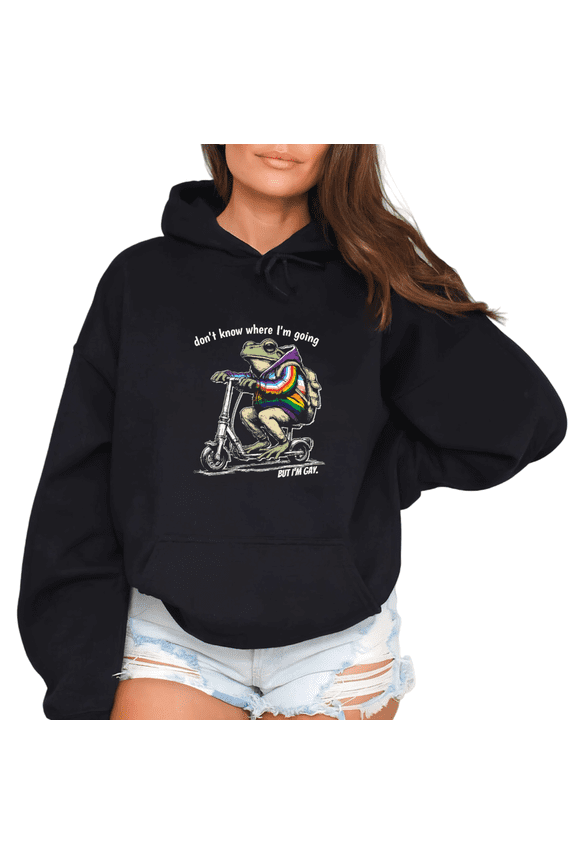 Bold Statement Hoodie Pride Season Black S-2XL Dont Know Where Im Going But Im Gay Humorous Tops