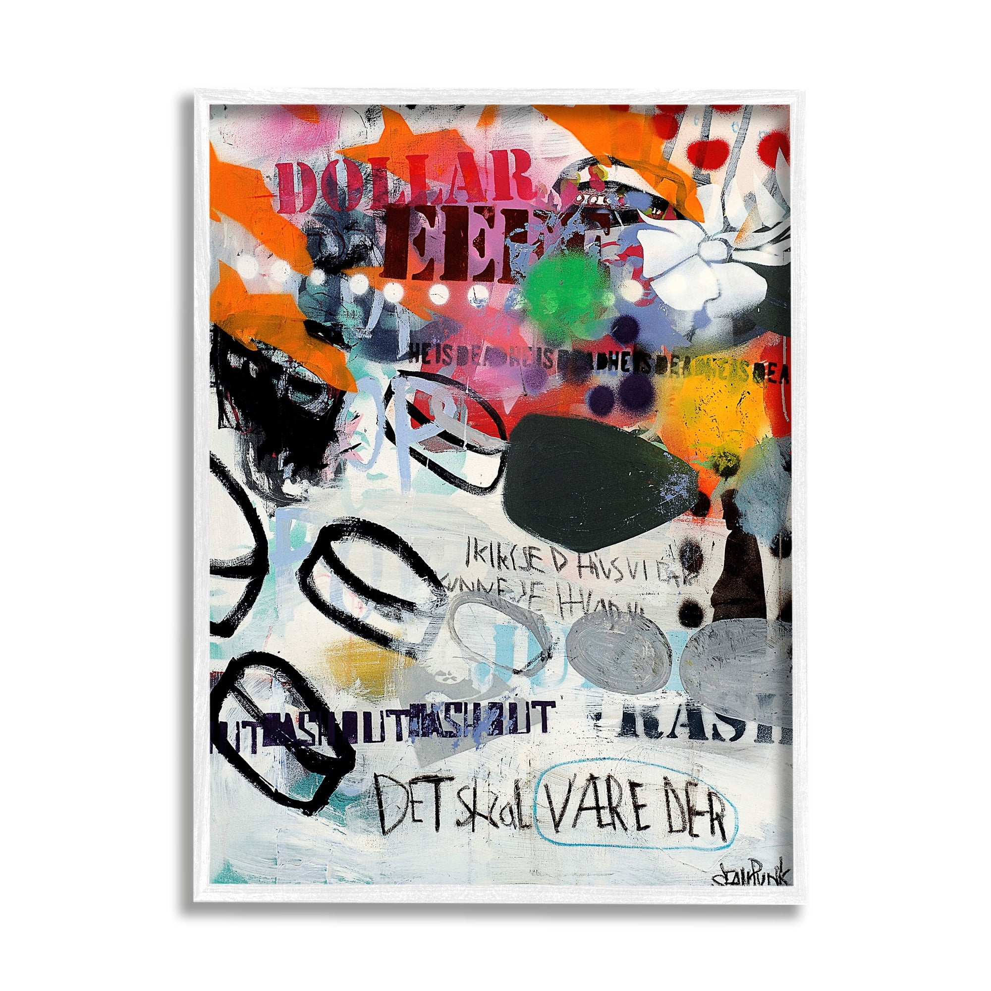Bold Stencil Graffiti Text Collage Dynamic Patterns Abstract Painting Framed Art Print Wall Art
