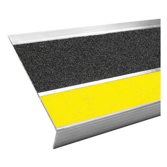 Stair Tread Cover Aluminum Black/Yellow, 36 in W x 3/16 in Thick