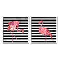 thumbnail image 1 of Bold Striped Flamingo Blossoms Animals & Insects Graphic Art White Framed Art Print Wall Art, Set of 2, 1 of 8