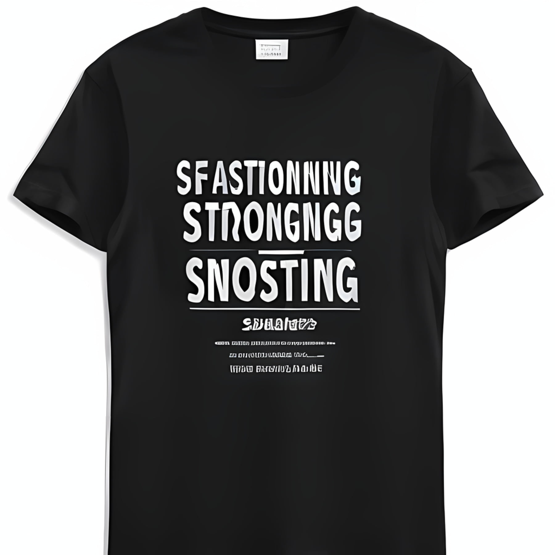 Bold 'Stronging' Sans Serif T-Shirt in Whiteon Black High Contrast ...