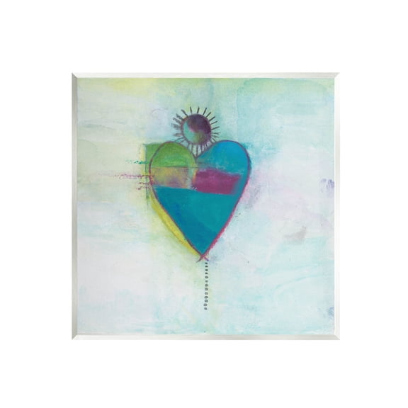 Bold Sun Rays Heart Shape Abstract Painting Unframed Art Print Wall Art