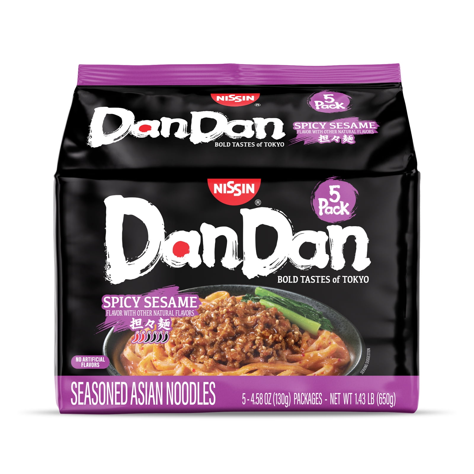 Nissin Bold Tastes of Tokyo Dan Dan Spicy Sesame Instant Japanese Ramen Noodles, 5 Count