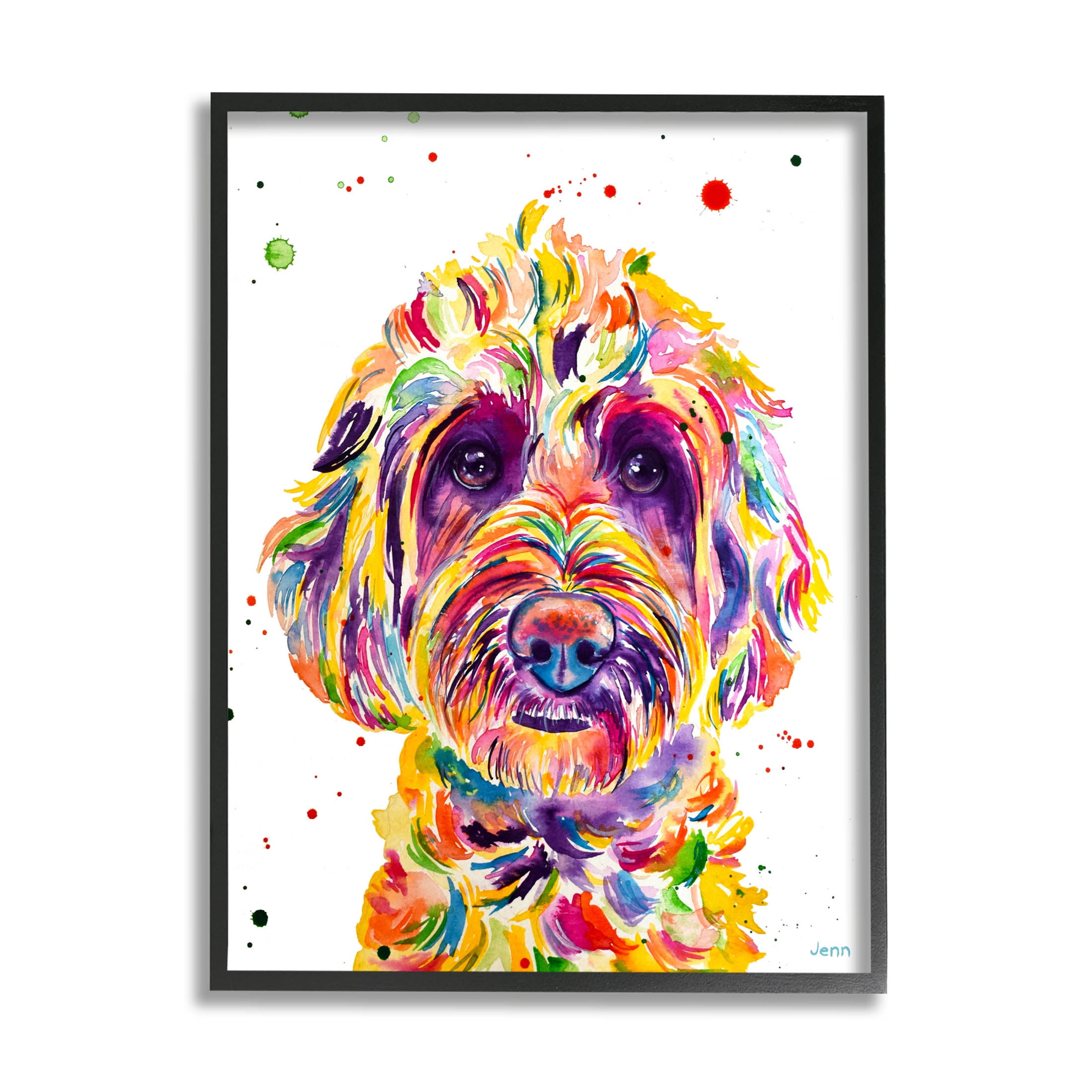 Bold Terrier Dog Pet Portrait Animals & Insects Graphic Art Black Framed Art Print Wall Art