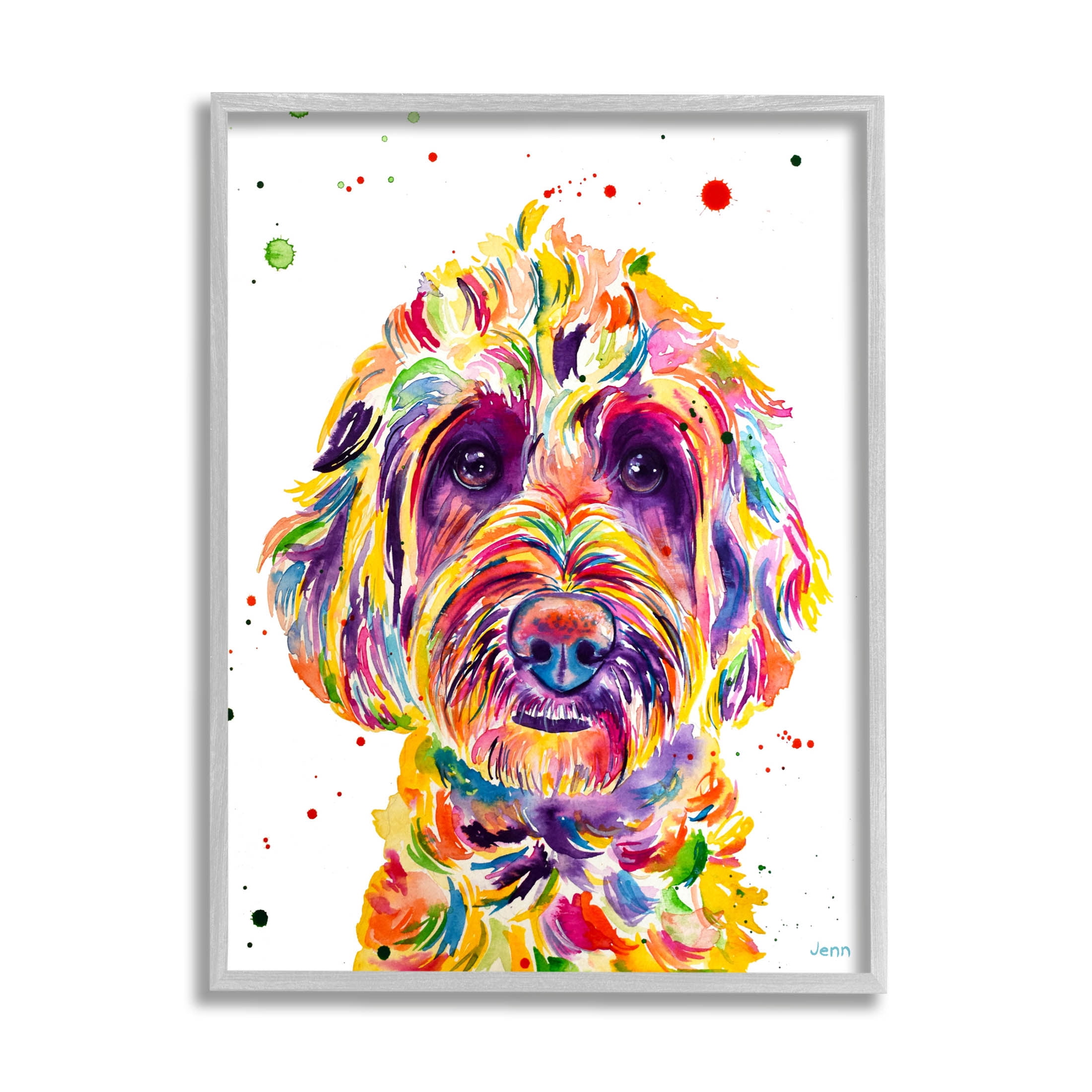 Bold Terrier Dog Pet Portrait Animals & Insects Graphic Art Gray Framed Art Print Wall Art