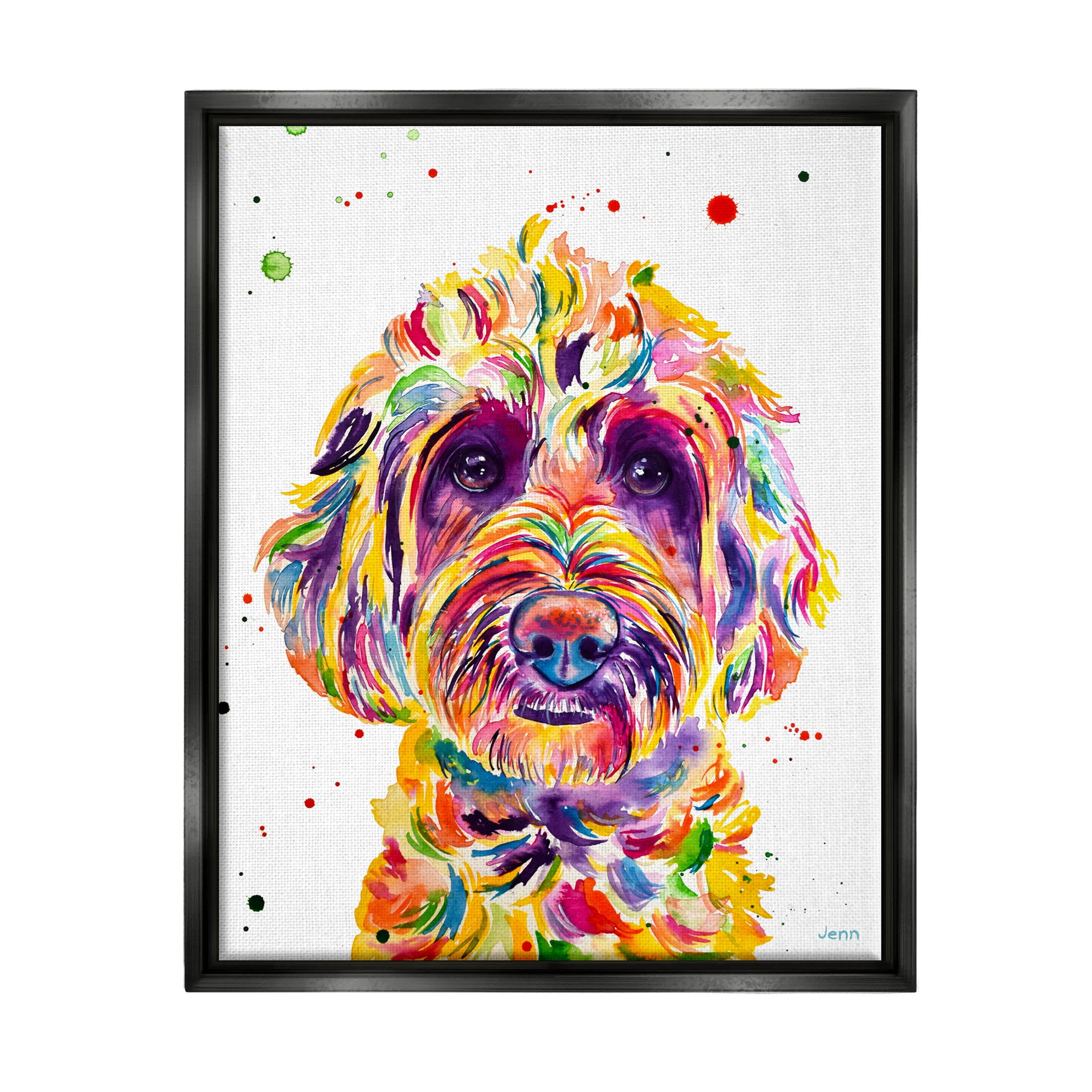 Bold Terrier Dog Pet Portrait Animals & Insects Graphic Art Jet Black Framed Art Print Wall Art