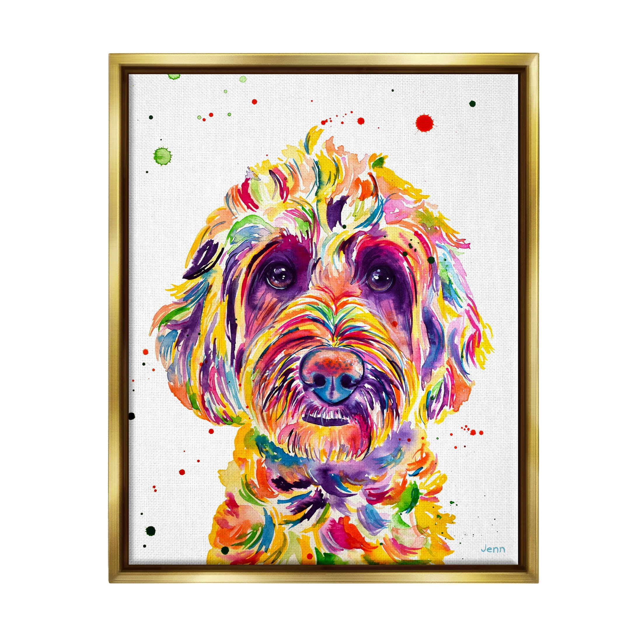 Bold Terrier Dog Pet Portrait Animals & Insects Graphic Art Metallic Gold Framed Art Print Wall Art