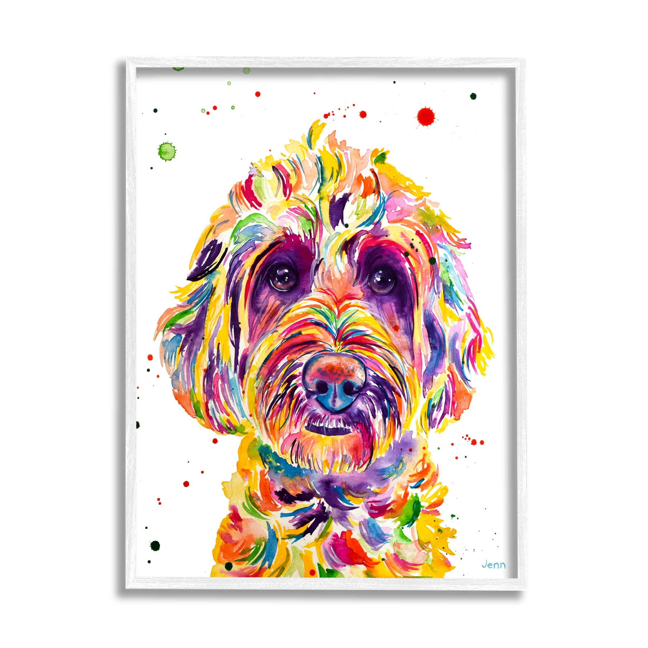 Bold Terrier Dog Pet Portrait Animals & Insects Graphic Art White Framed Art Print Wall Art