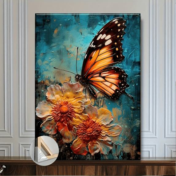 Bold Textured Butterfly Floral Canvas Print - Urban Studio