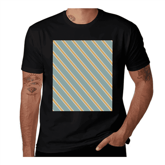Bold Thin Stripes-Shabby Flora-Almond Green-Apricot-Cream Casual Streetwea Everyday Tshirt Comfortable Wear tee shirt