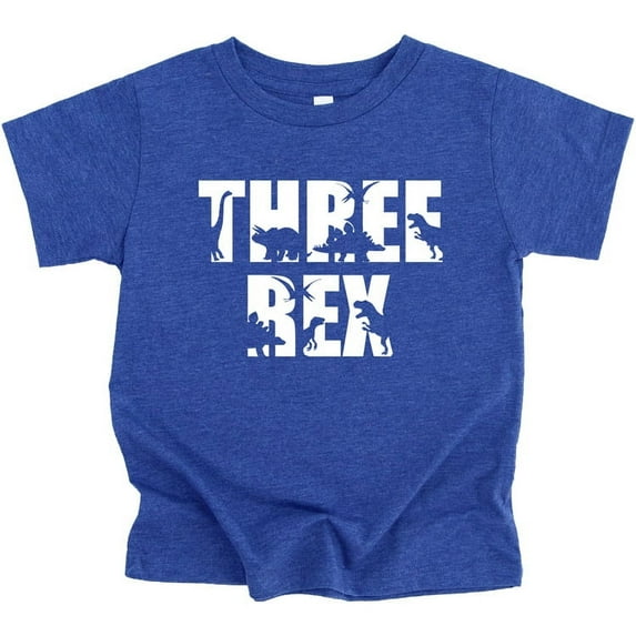 Bold Three Rex Dinosaurs 3rd Birthday T-Shirts for Baby Girls and Boys Third Birthday Outfit Vintage Royal Shirt 3T