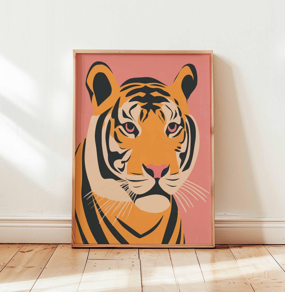 Bold Tiger Portrait Modern Jungle Wall Art Vibrant Safari Decor ...