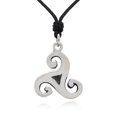thumbnail image 1 of Bold Trinity Spiral Silver Pewter Charm Necklace Pendant Jewelry With Cotton Cord, 1 of 1