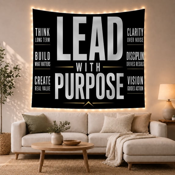 Bold Typographic Solid With Black Consists Words Lead, Mystical Fantasy for Space Lovers, Galaxy Room Decor, Housewarming Gift, Tapestry Wall Hanging for Bedroom and Dorm