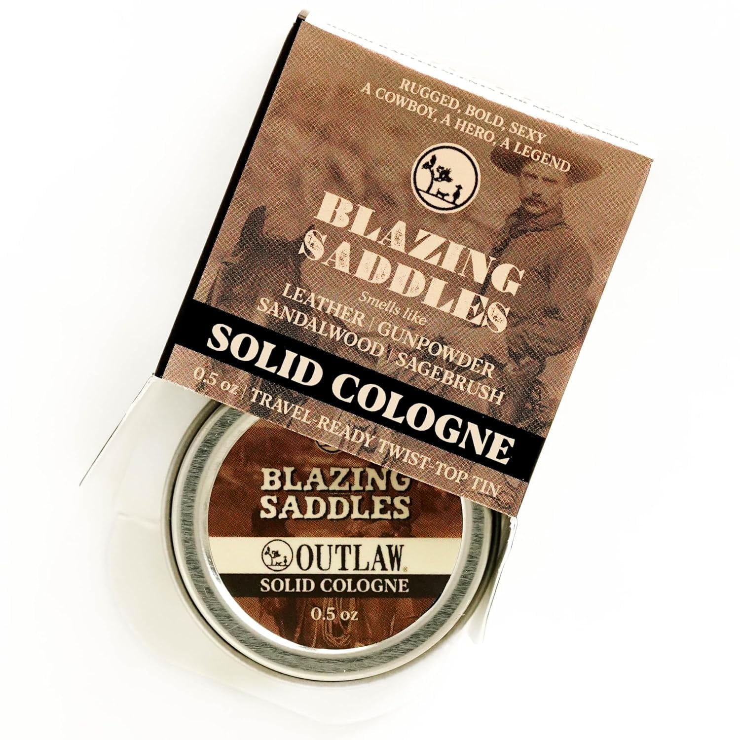 Bold, Western Leather & Gunpowder Scent Solid Cologne Blazing Saddles