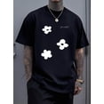 thumbnail image 1 of Bold White Floral Print Symbolizing Purity And Optimism Across Chest And Torso Creating A Modern Artistic Vibe 100% Cotton Casual Men Tshirt, 1 of 11