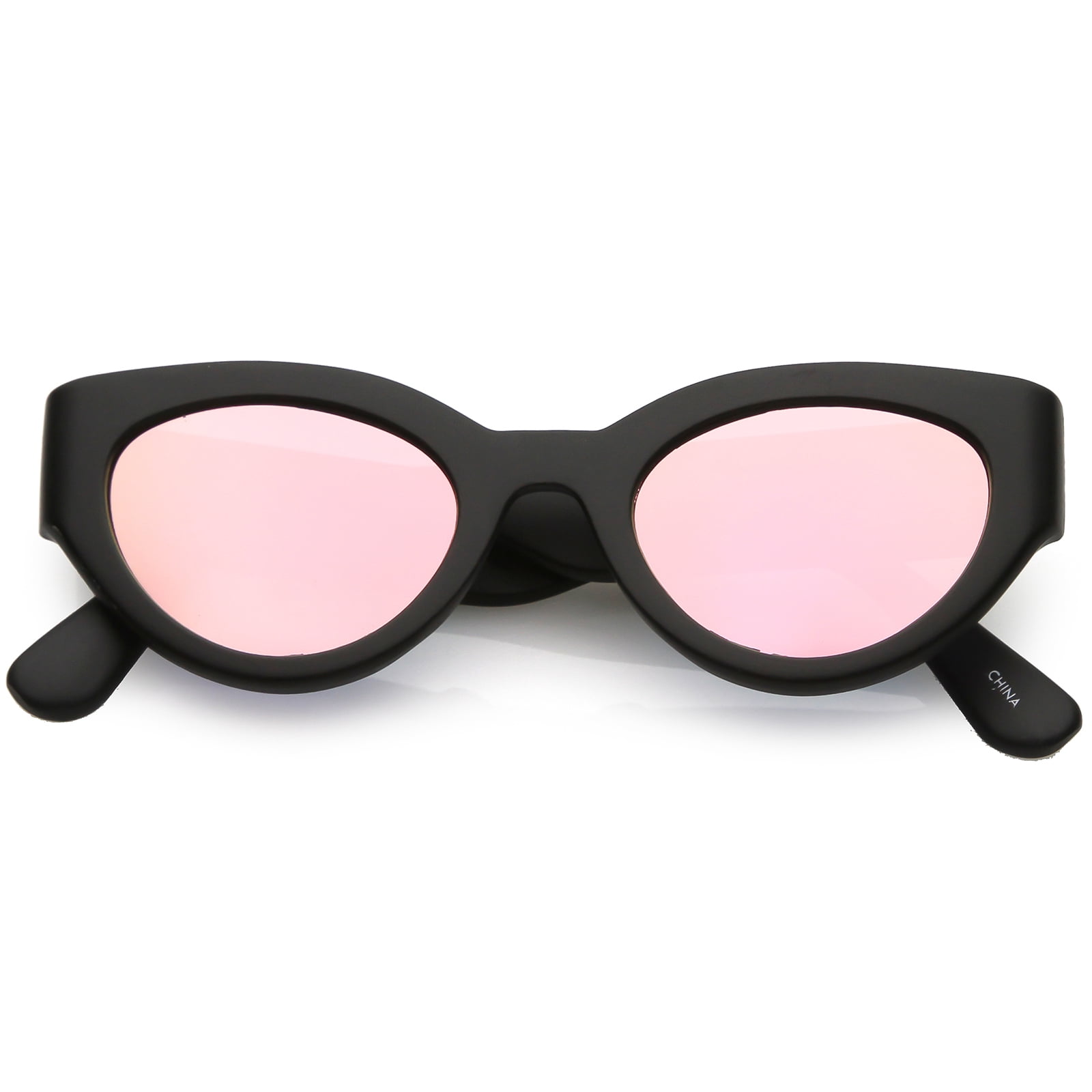 Bold Wide Arms Thick Frame Cat Eye Sunglasses Flat Oval  display picture 3