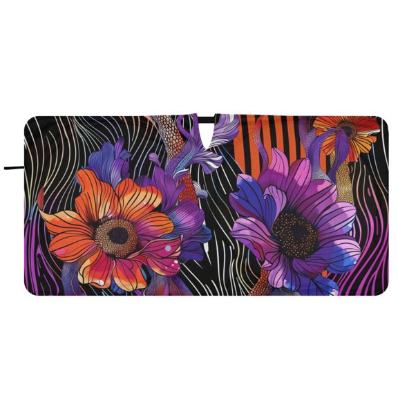 Bold Wildflowers Car Windshield Sun Shade Foldable Front Window Shades Cover Sun Visor Shield Block