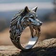thumbnail image 1 of Bold Wolf Head Ring for Men - Retro Hip-Hop Style, Perfect for Birthdays, Anniversaries & Special Occasions,8-1pc, 1 of 9