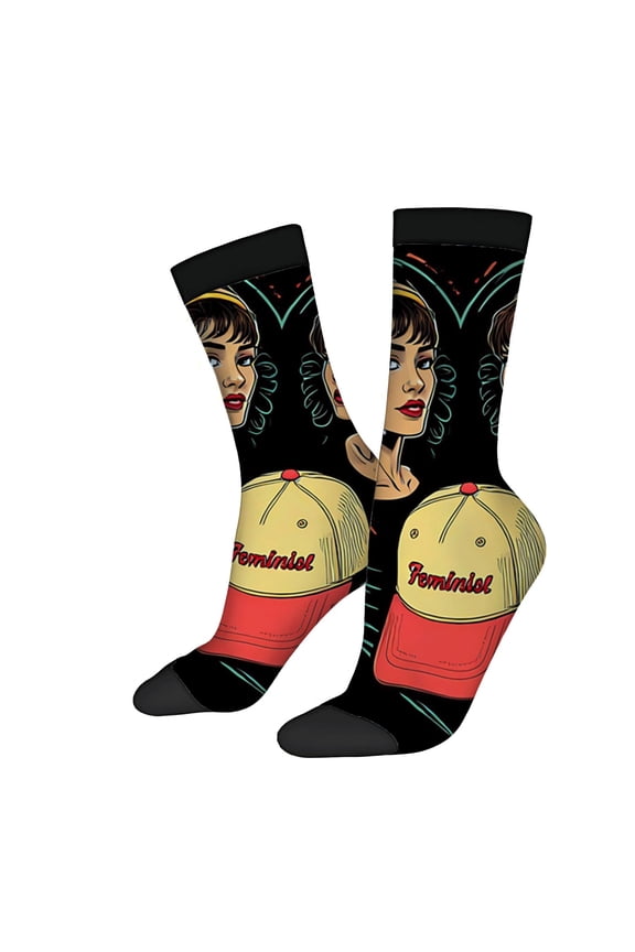 Bold Women ' s Face Design Socks - 2 Pairs Vibrant Colors & Patterns Unisex Trendy Socks for All Seasons Eye - Catching Style