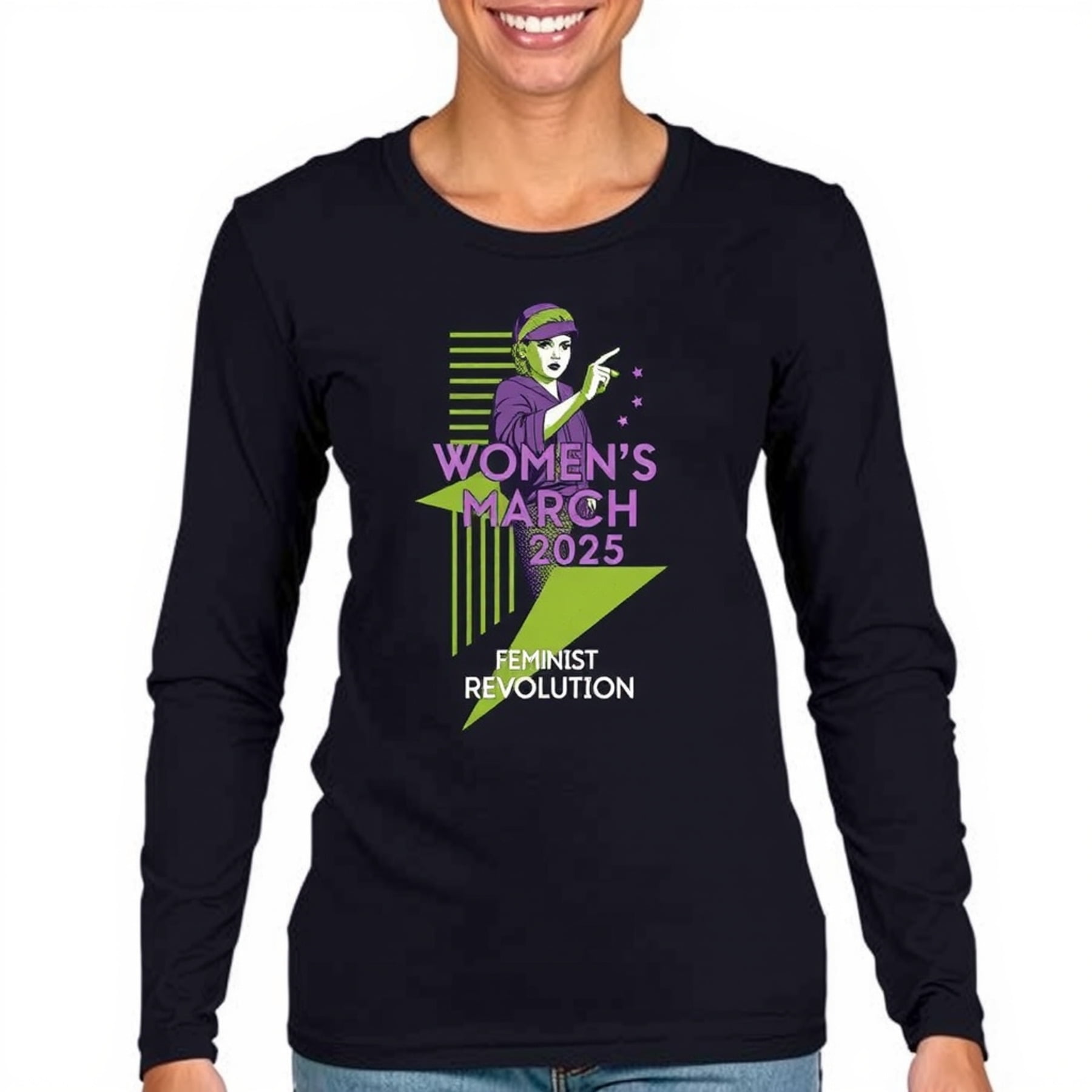Bold Women's March 2025 Long Sleeve TShirt Feminist Revolution