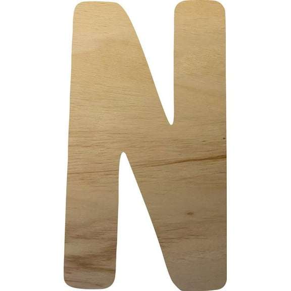 Bold Wooden Kids Letters, Unfinished Craft 12'' tall Wood Letter N, DIY Kids Project