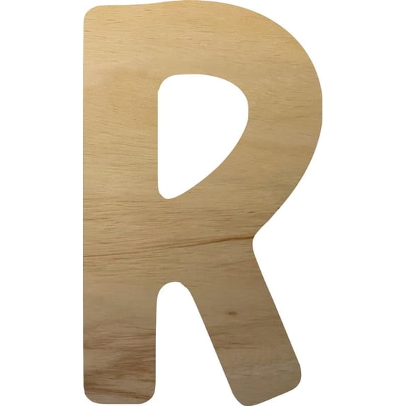 Bold Wooden Kids Letters, Unfinished Craft 12'' tall Wood Letter R, DIY Kids Project