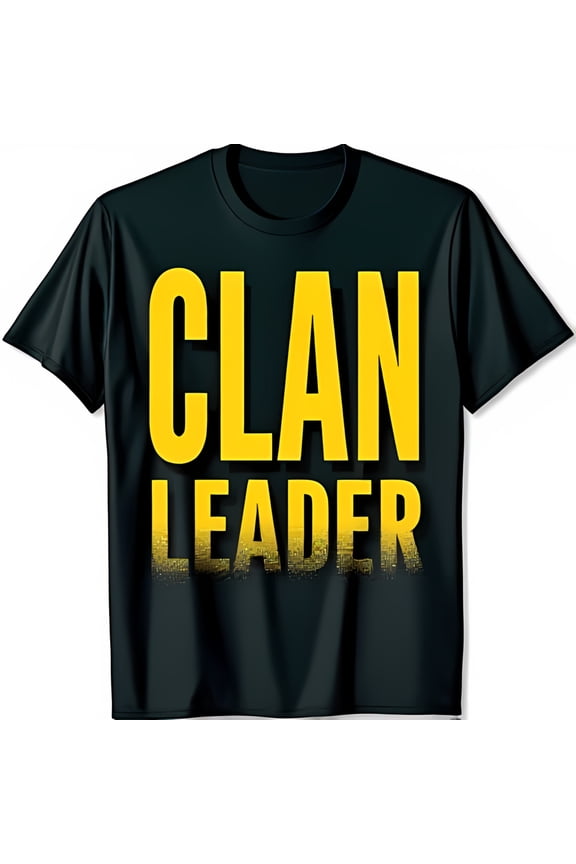 Bold Yellow CLAN LEADER Graphic Black T-Shirt with Glitter Effect