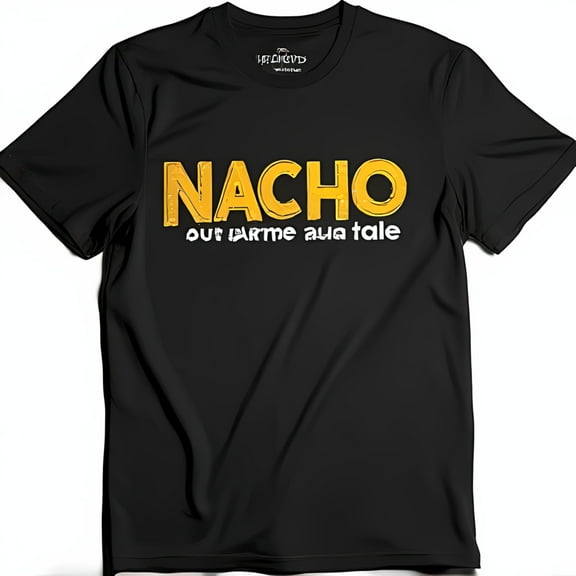Bold Yellow NACHO Graphic Black T-Shirt Fun Design for Casual Wear