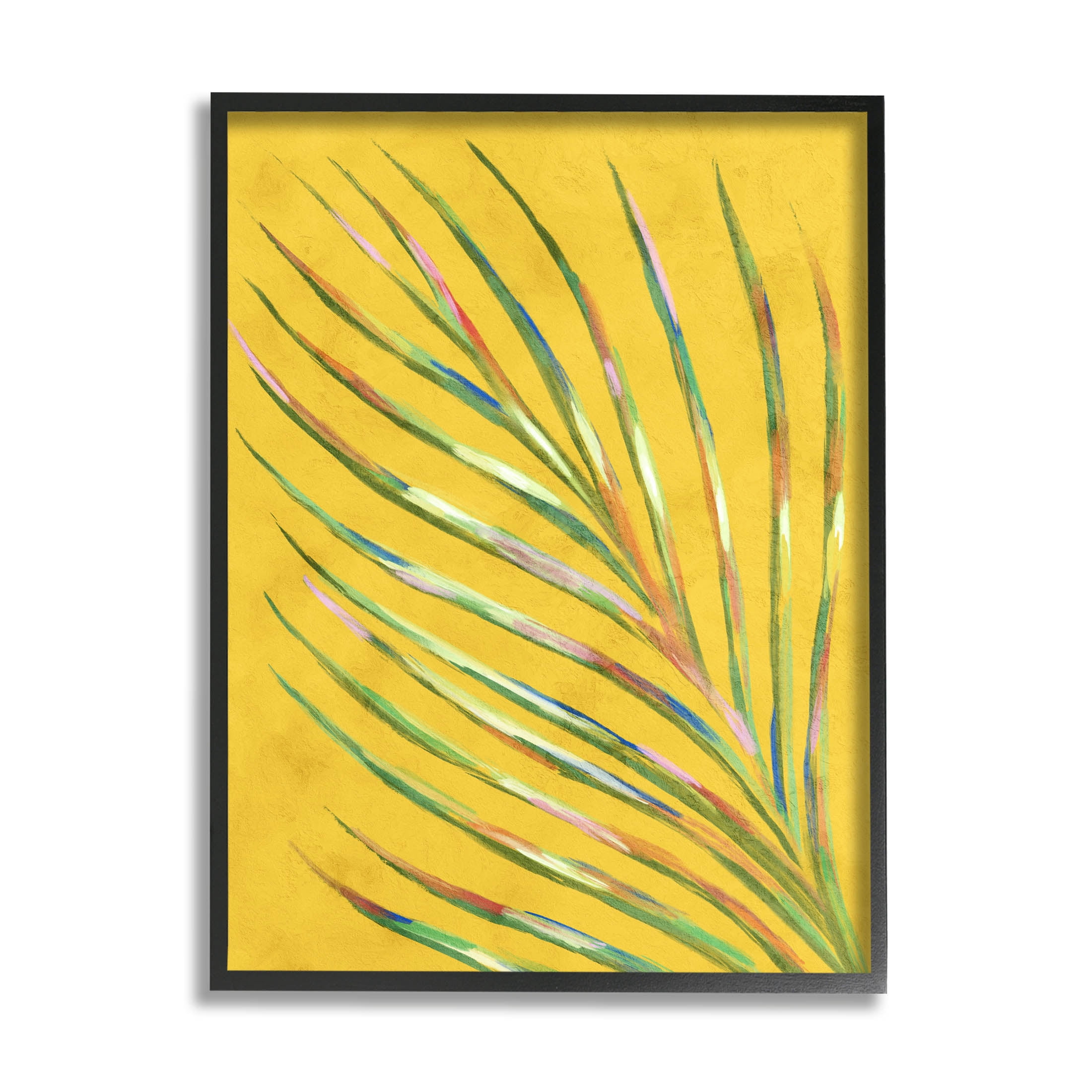 Bold Yellow Palm Leaf Petals Botanical & Floral Graphic Art Black Framed Art Print Wall Art