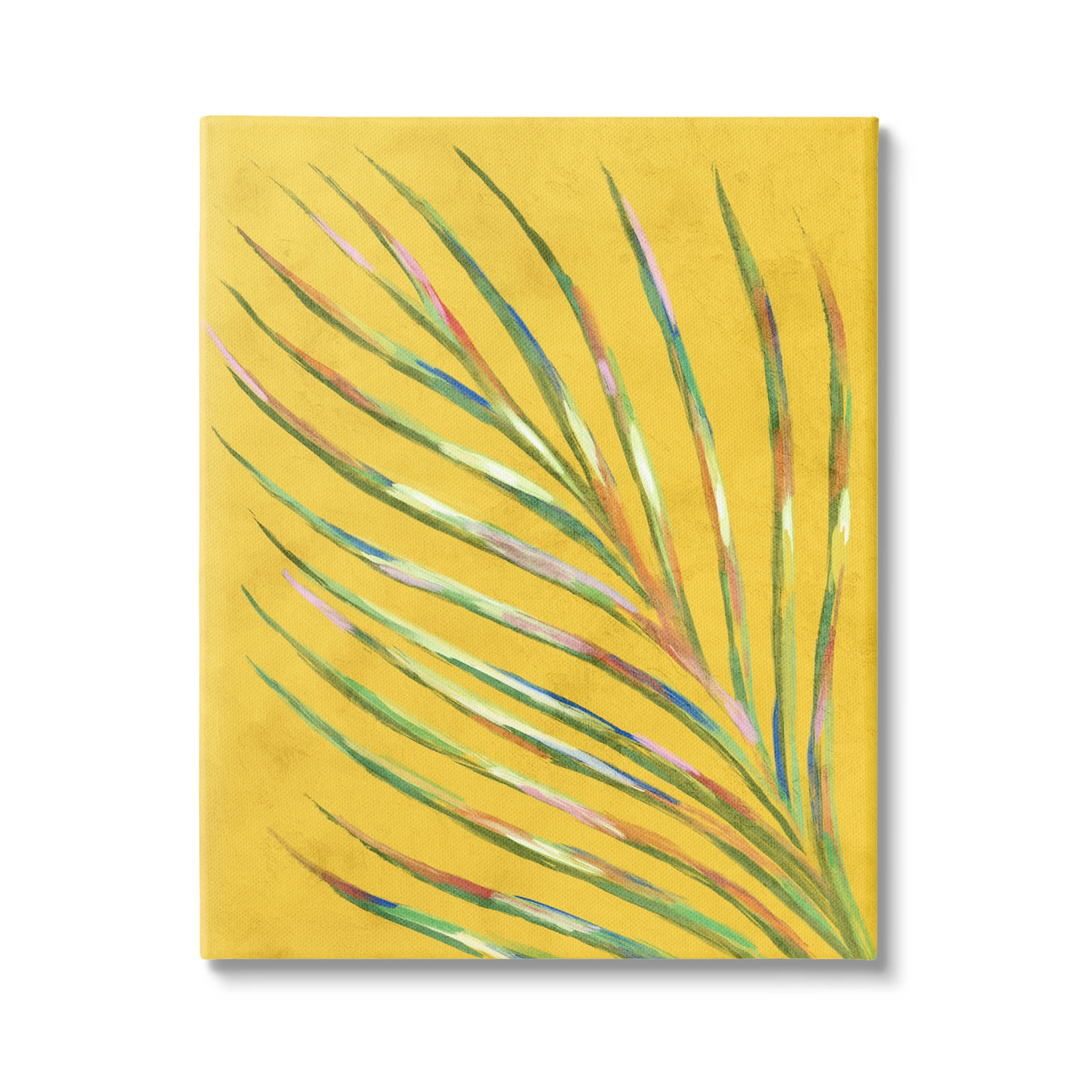Bold Yellow Palm Leaf Petals Botanical & Floral Graphic Art Gallery Wrapped Canvas Print Wall Art