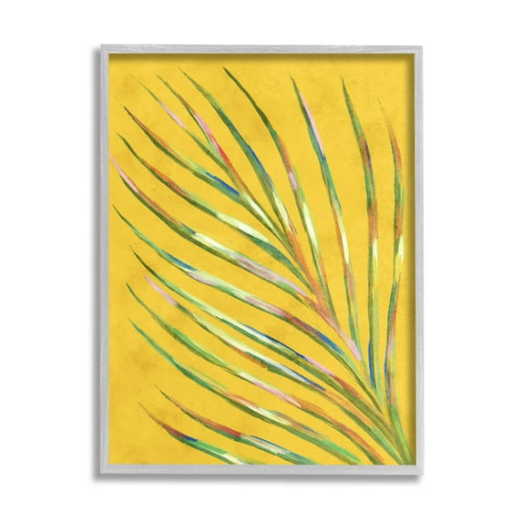 Bold Yellow Palm Leaf Petals Botanical & Floral Graphic Art Gray Framed Art Print Wall Art