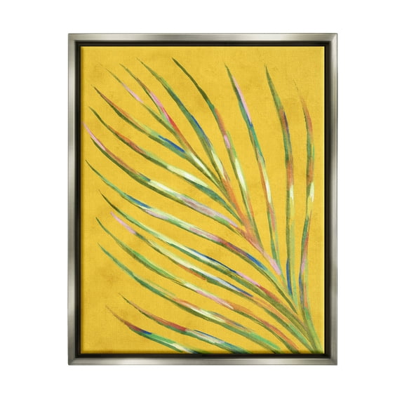 Bold Yellow Palm Leaf Petals Botanical & Floral Graphic Art Luster Gray Framed Art Print Wall Art